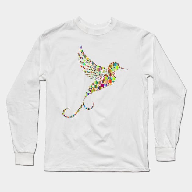 Hummingbird in prismatic colourful design with circles 1 Long Sleeve T-Shirt by Montanescu